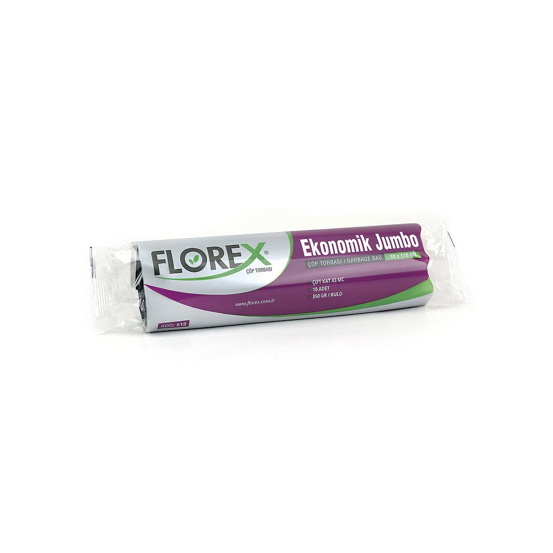 200 ADET FLOREX-513 EKO JUMBO 80X110CM ÇÖP TORBASI 20x10=200