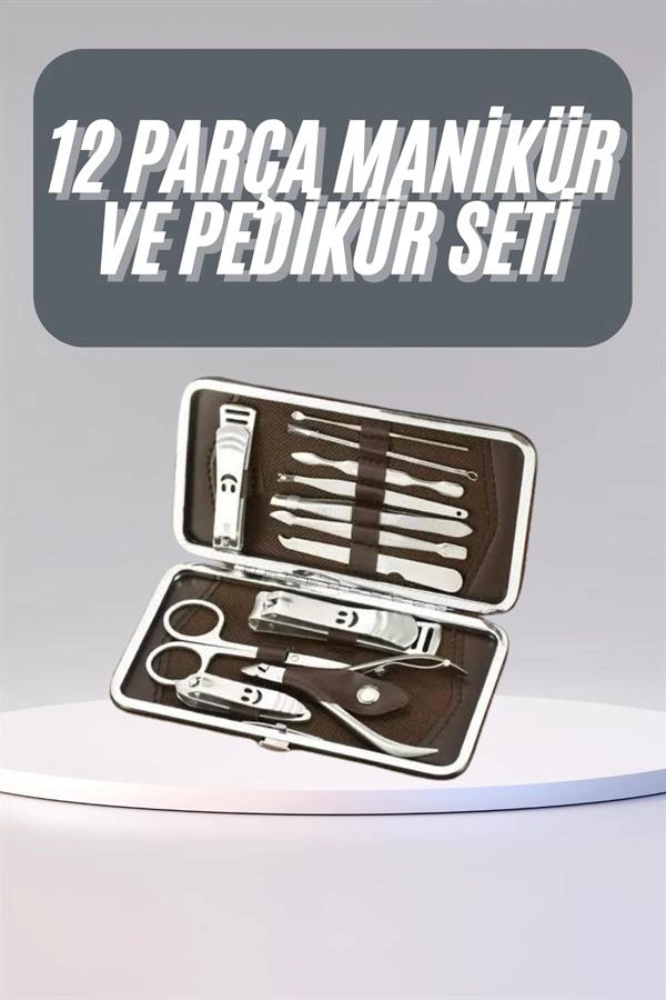 Manikür Pedikür Seti 12 Parça Seyahat Çantası ile
