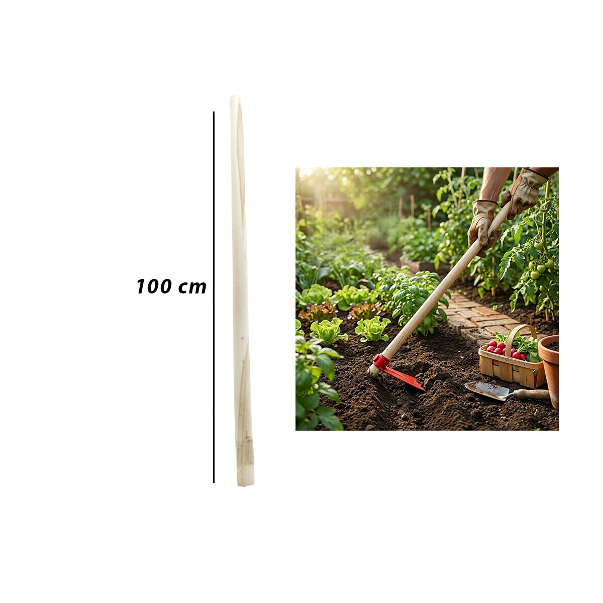 Şık Ahşap Çapa Sapı 100 cm Bahçe Kullanımı