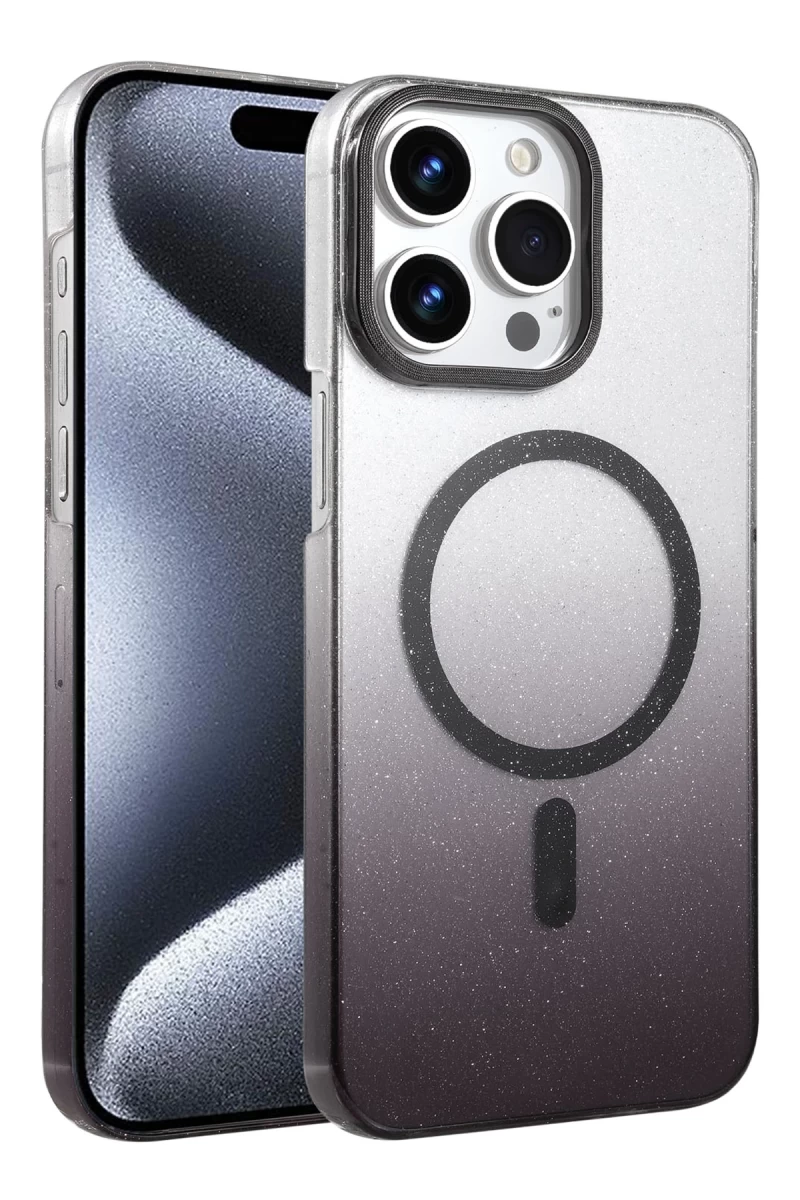 Apple iPhone 15 Pro Max Uyumlu Glossy Magsafe Kapak - Siyah