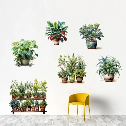Canlı Sticker Saksılı Çiçek Seti 6 Adet 30x90 cm