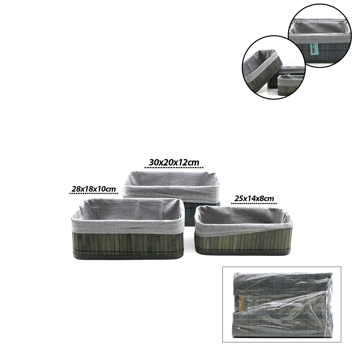 Şık 3 Boyutlu Dörtgen Bambu Kenar Organizer Sepet 25-30 cm