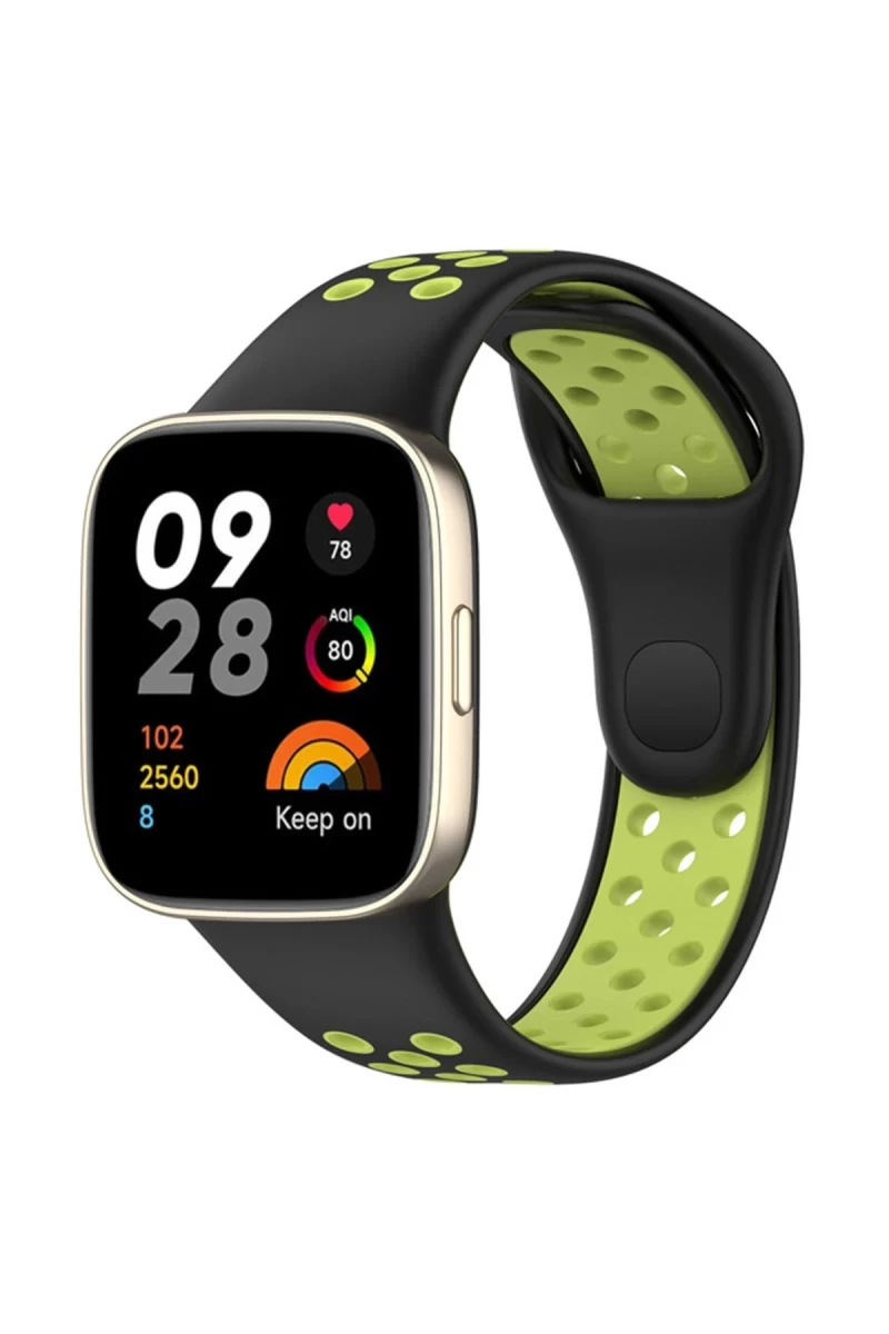 Xiaomi Redmi Watch 3 Spor Delikli Kordon - Siyah-Yeşil