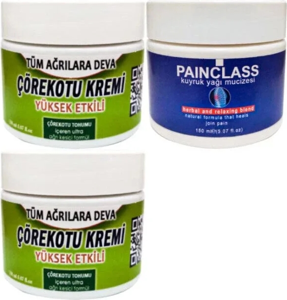 Çörek Otu Kremi Orta Boy 2x 100 ml - Painclass 150 ml Kuıyruk Yağı Kremi