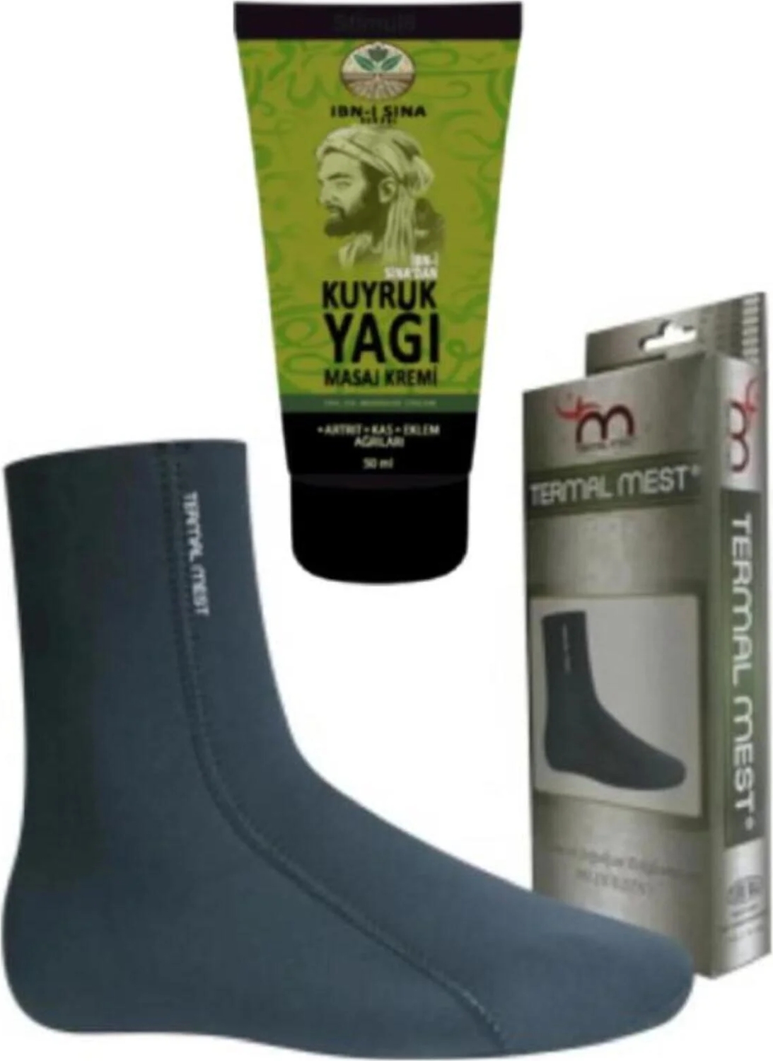 Süper Ibni Sina Kuyruk Yağı Masaj Kremi 50 ml Su ve Isı Geçirmeyen Mest Çorap (M)