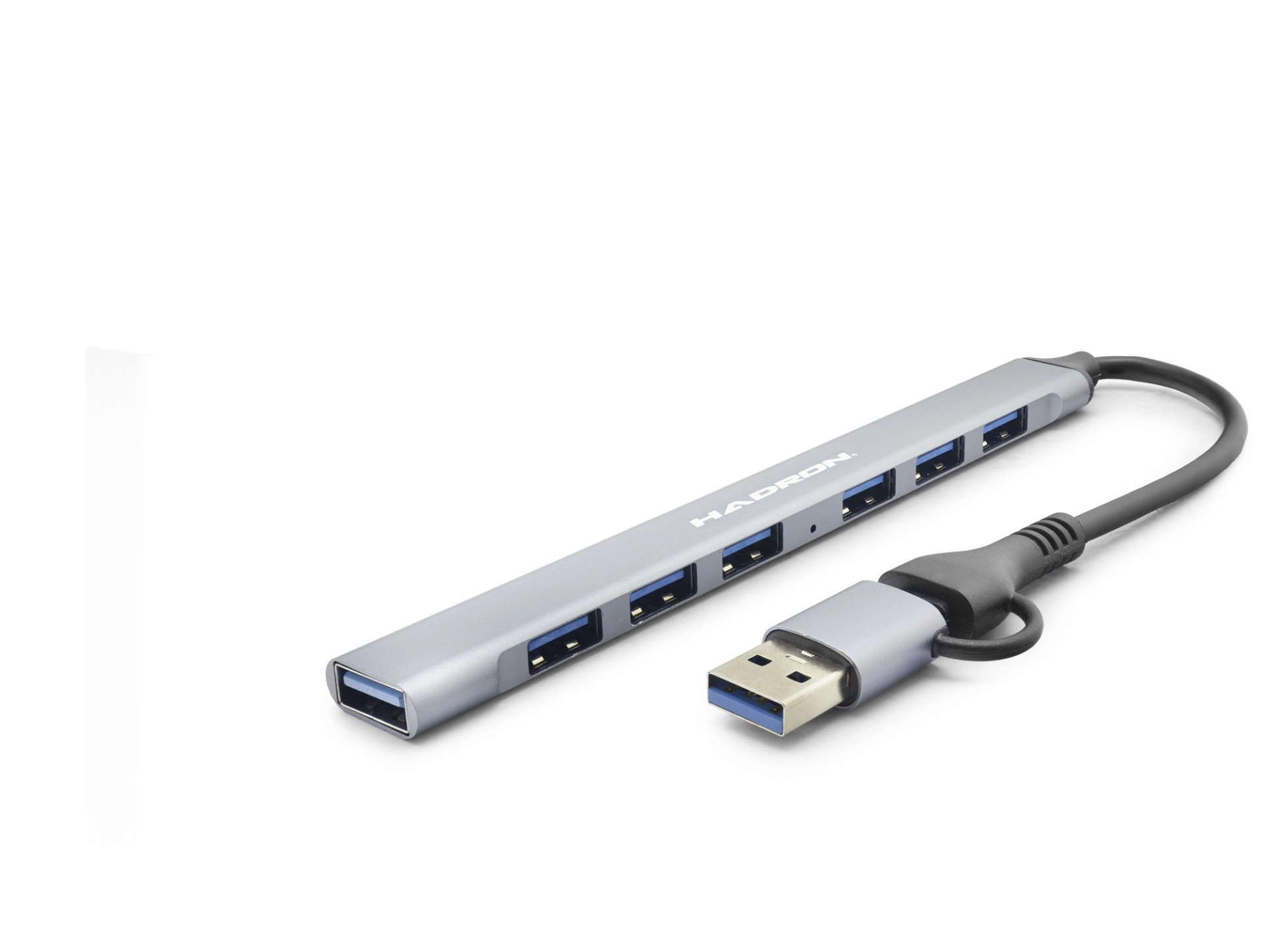 Çok Portlu USB Hub 7 Port Gri Renkli USB-C Uyumlu