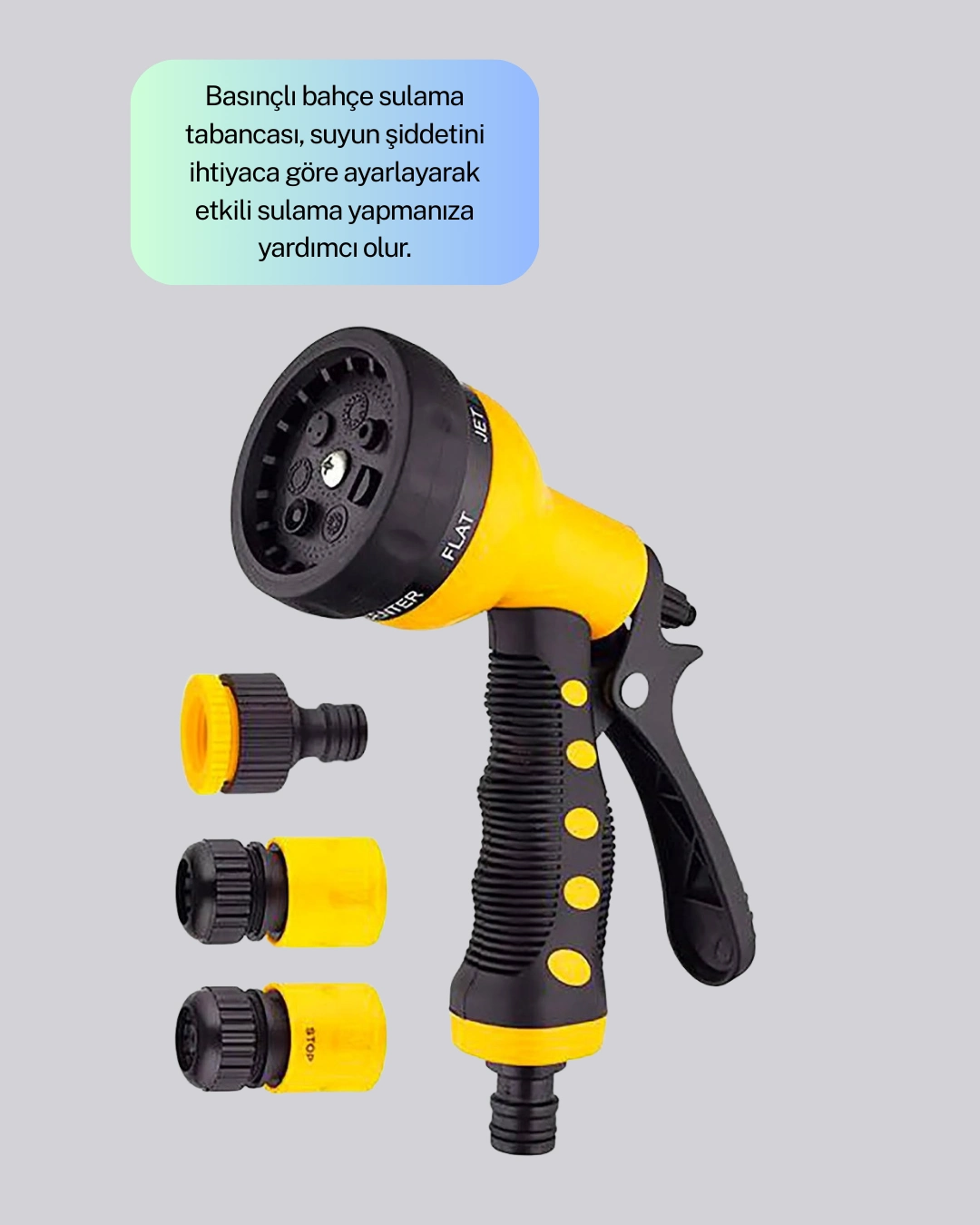 Çok Amaçlı 8 Fonksiyonlu Bahçe Sulama Tabancası Seti