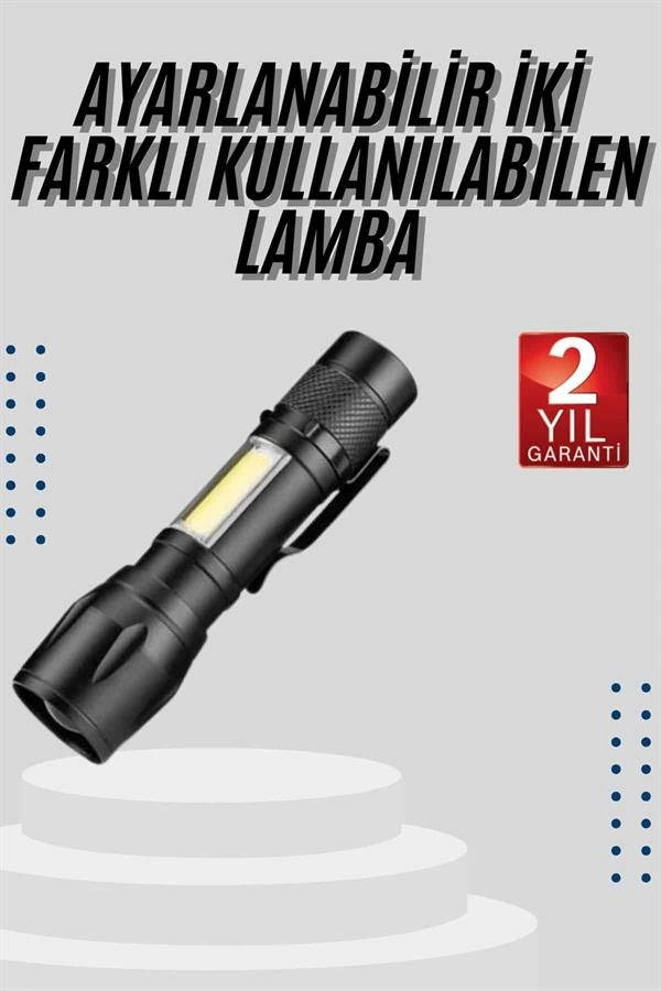 Uzun Menzilli USB Şarjlı El Feneri 2500 Lümen Kamp Lambası