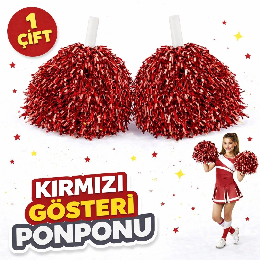 Enerjik Kırmızı 2 Adet Gösteri Ponponu