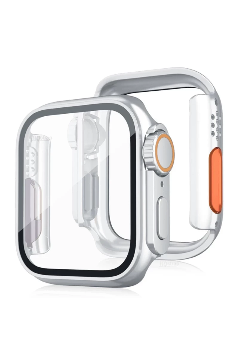 Apple Watch 44mm Uyumlu Watch 49mm Kasa Dönüştürücü ve Ekran Koruyucu - Gümüş