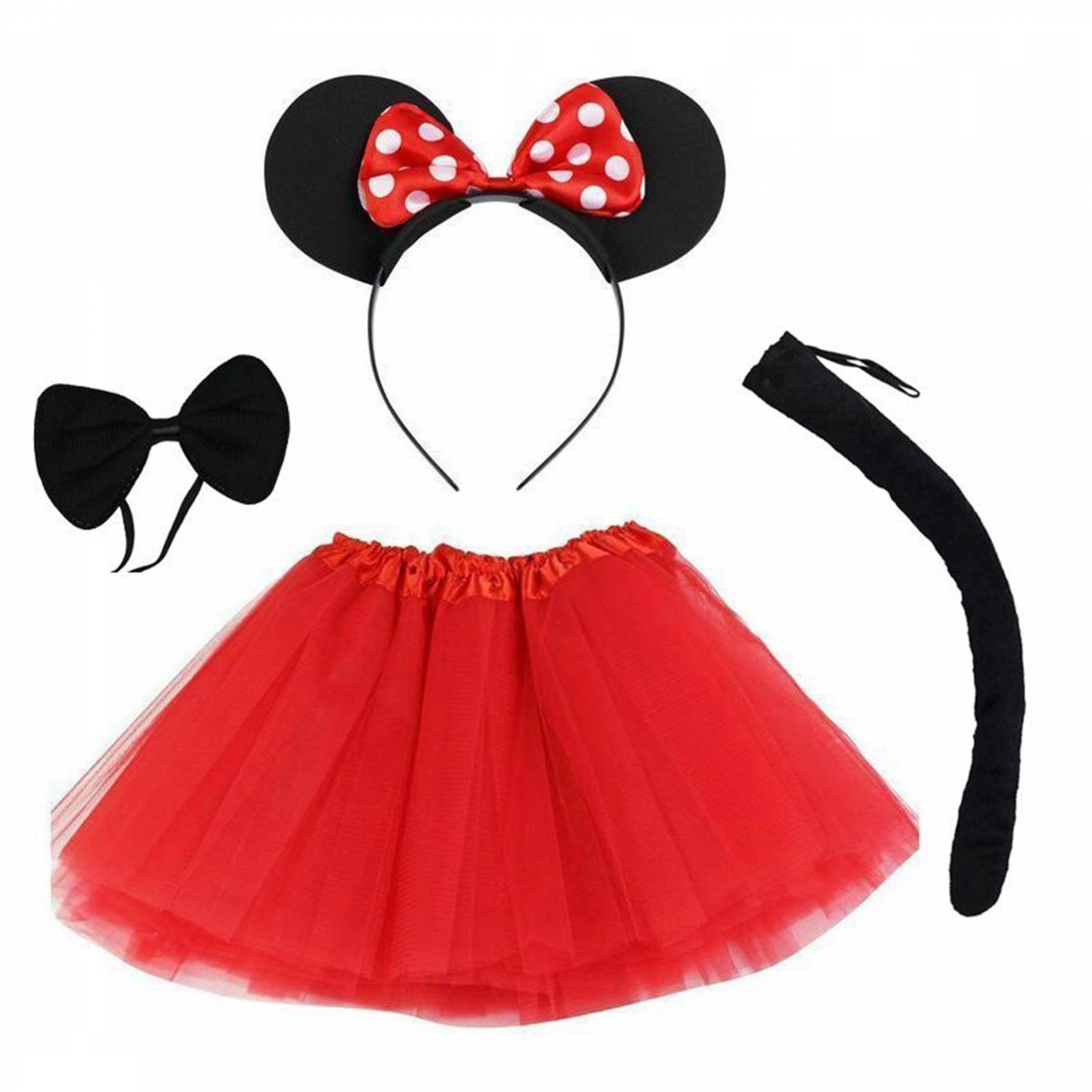 Eğlenceli Minnie Mouse Kostüm Seti Etek Taç Kuyruk Papyon
