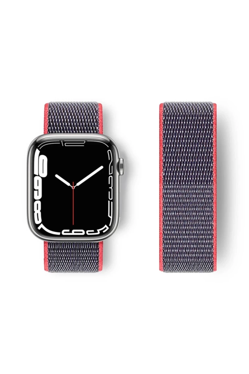 Apple Watch 42mm Uyumlu Hasırlı Cırtcırtlı Kordon - Pembe