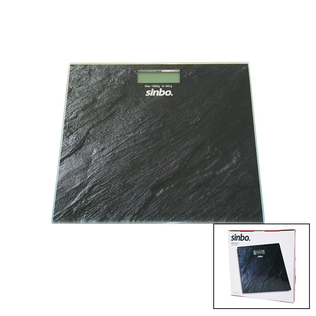 Dijital - Pilli Cam Banyo Baskülü Lcd Ekran - Sıcaklık Göstergeli 180KG/50GR 26X26CM Sinbo SBS-4450