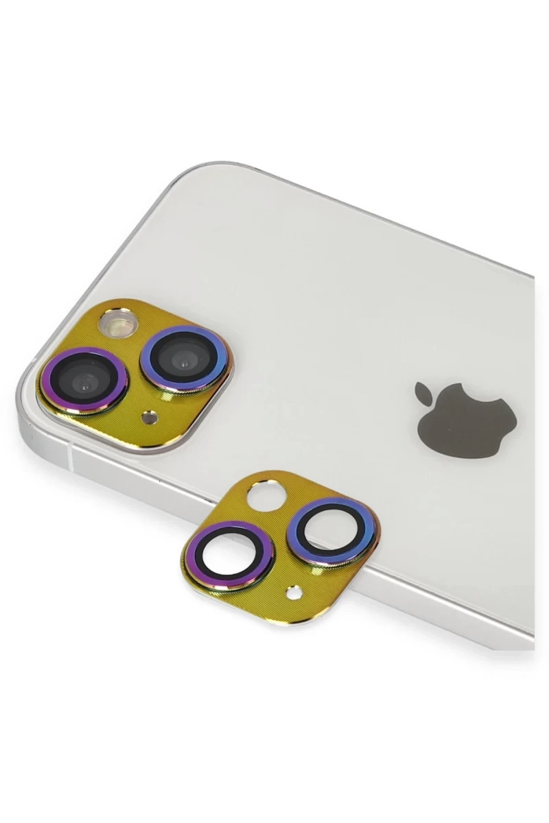 Apple iPhone 13 Uyumlu Pers Alüminyum Kamera Lens - Rainbow