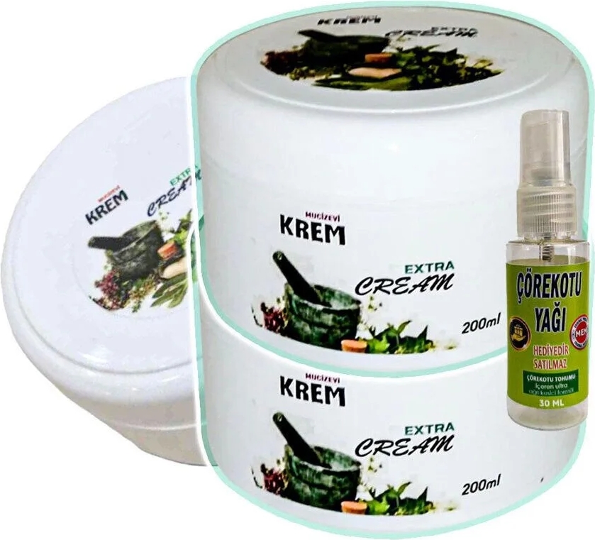 Muzicevi Krem Bakım Masaj Kremi 3X125 Ml+30 ml Çörek Otu Yağı ile