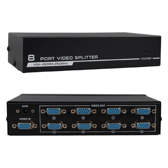 VGA-2508A 250 MHz 8 Port 1920x1440 Destekli VGA Video Splitter Dağıtıcı 9 V Adaptörlü