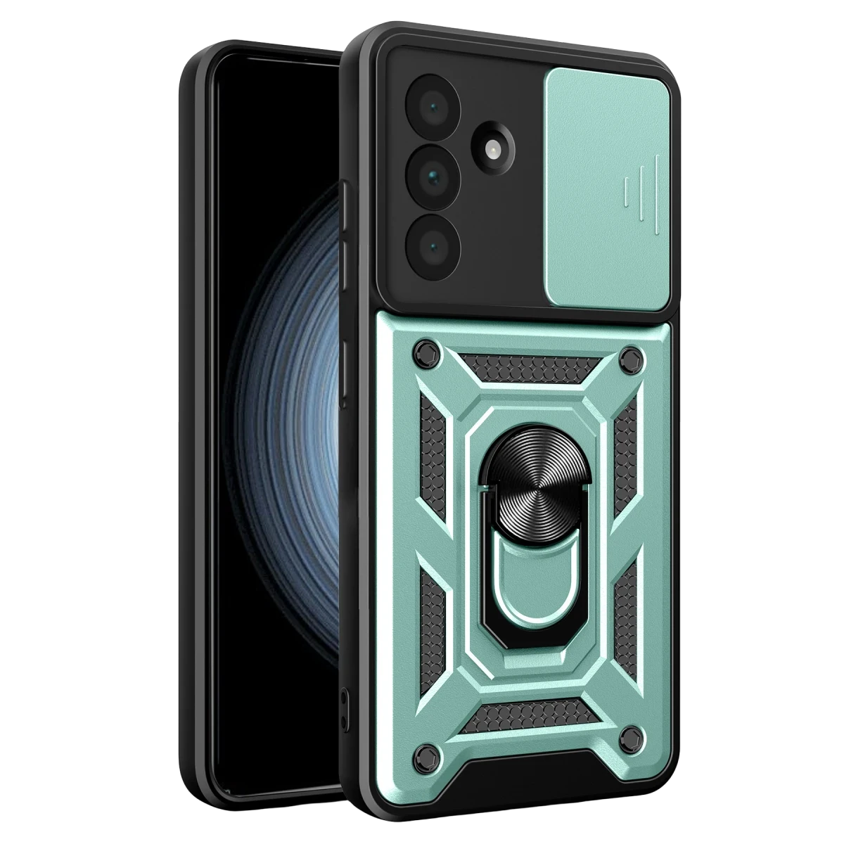 Samsung Galaxy A57 5G Pars Lens Yüzüklü Silikon - Yeşil