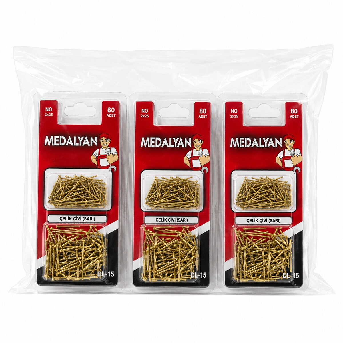 Sarı Tel Çivi 2X25 mm 960 Adet Paket İçeriği ile