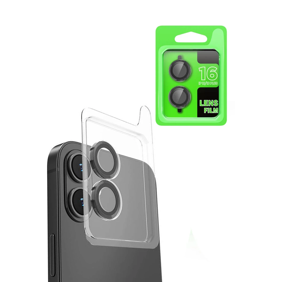 Apple iPhone 16 Plus Raze Metal Kamera Lens - Siyah