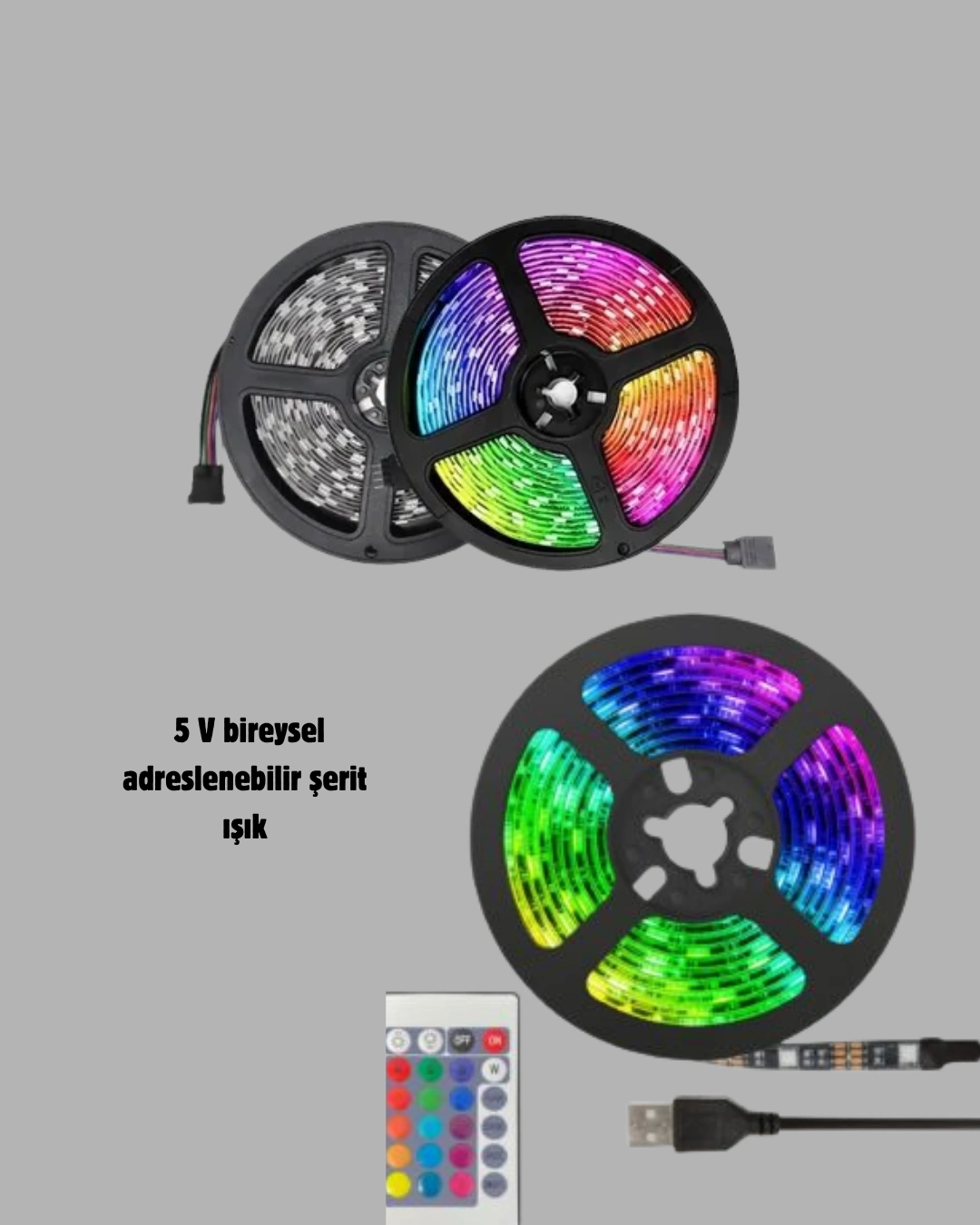 Dekoratif RGB Smart Şerit LED 5 Metre TV Arkası Işık Şeridi