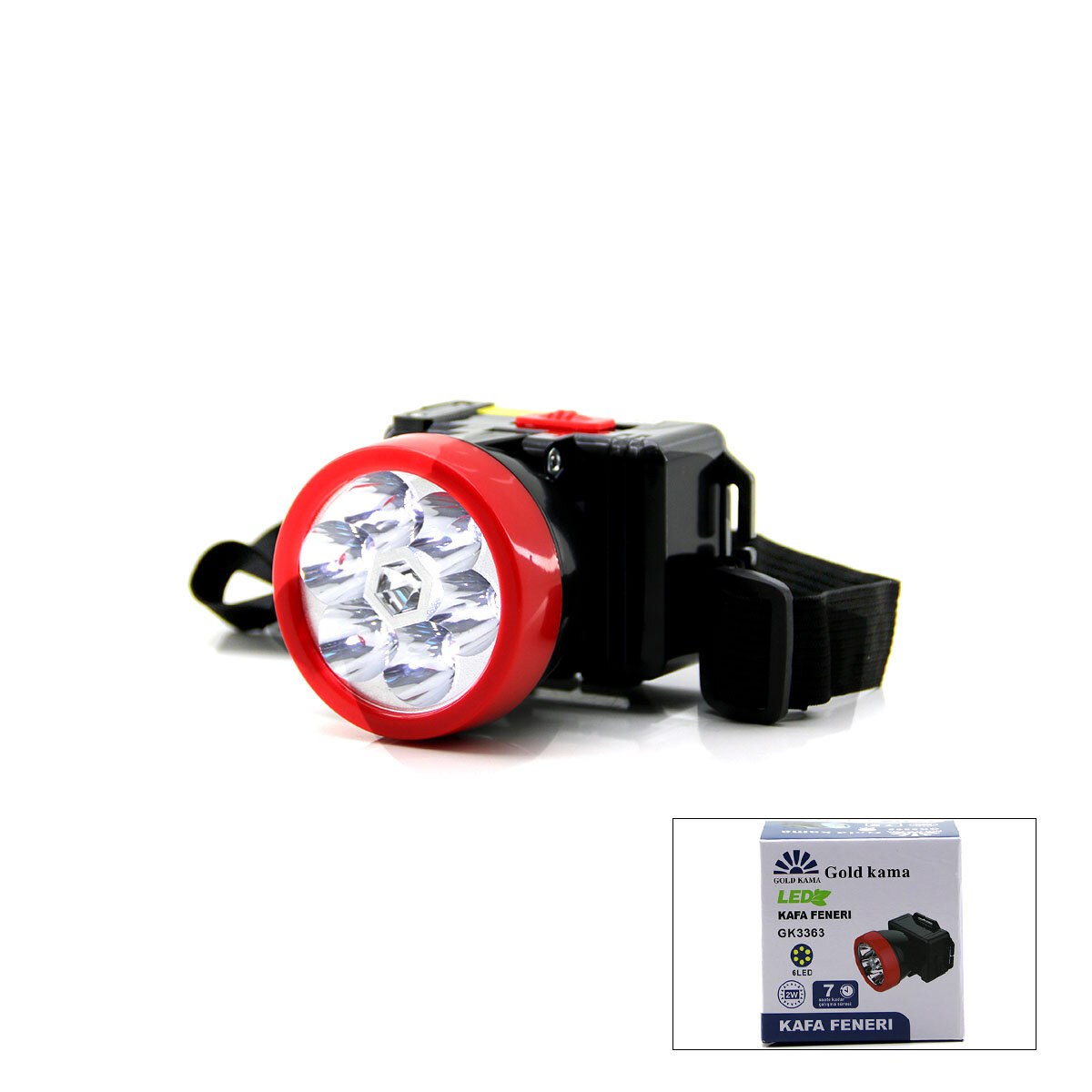 Şarjlı 2W Kafa Lambası Fener 6 Led Fiş Şarjlı Kademe Işık Ayarı