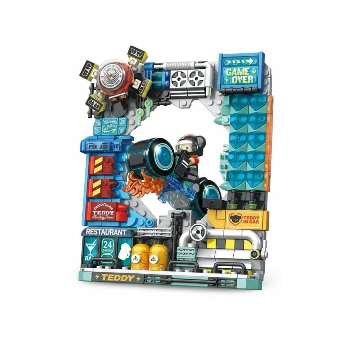 P881505 Panlos Motorcu Teddy 458 Parça Block Oyuncak