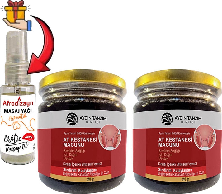 Atkestanesi Macunu: 2 Adet Aydın Tanzim Birliğinden 240 gr Macun + 30 ml Çörek Otu Masaj Yağı