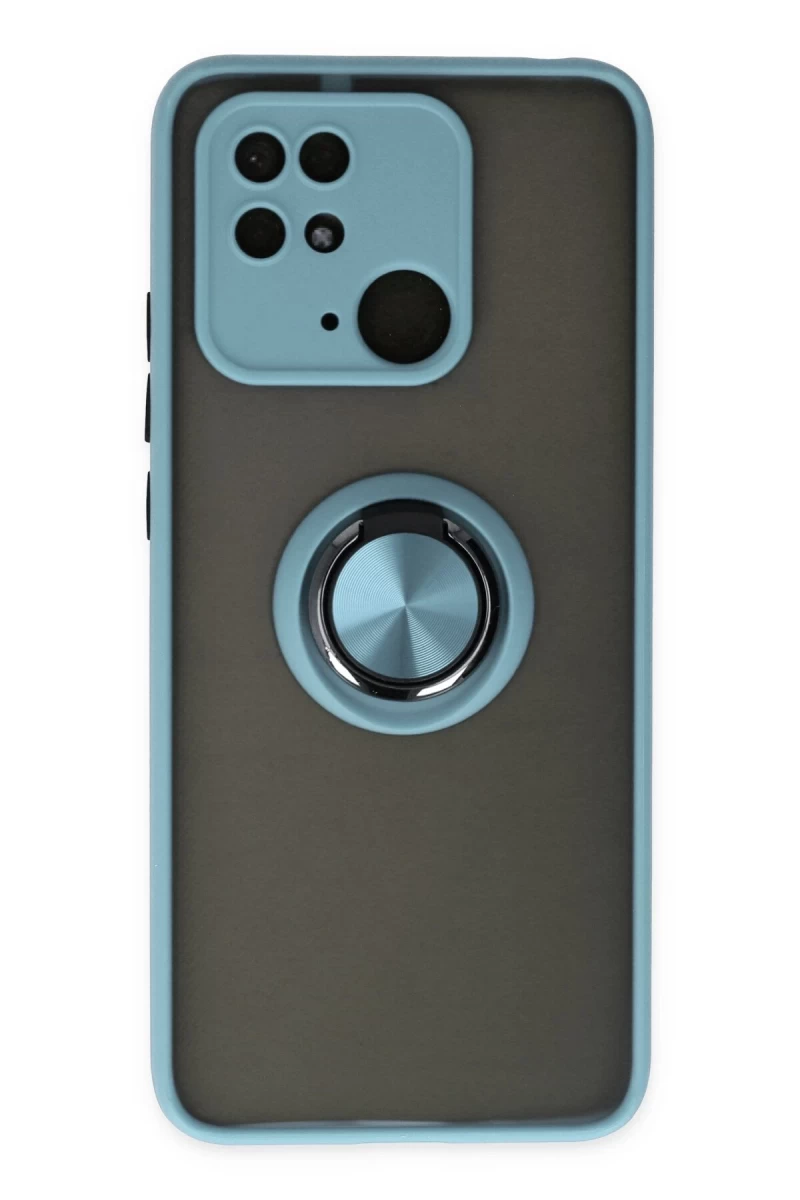 Xiaomi Poco C40 Uyumlu Kılıf Montreal Yüzüklü Silikon Kapak - Buz Mavi