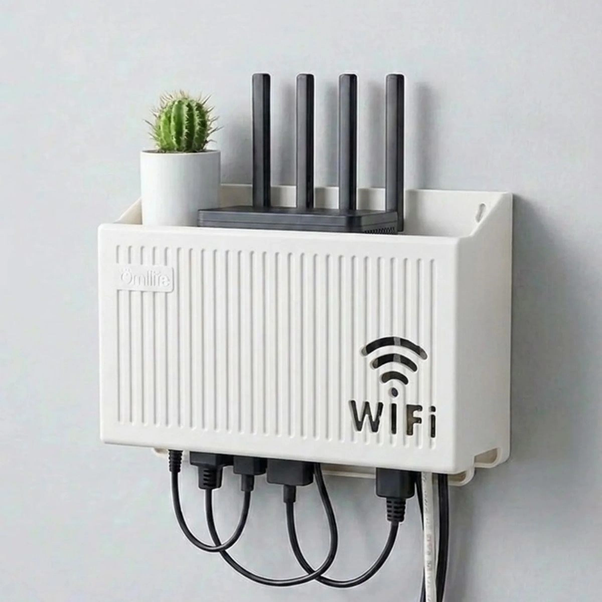 Kablo Düzenleyici Duvar Tipi Modem Saklama Kutusu Beyaz