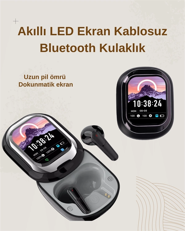 Akıllı Ekranlı Bluetooth Kulaklık 5.4 Teknoloji ile Oyun ve Müzik İçin