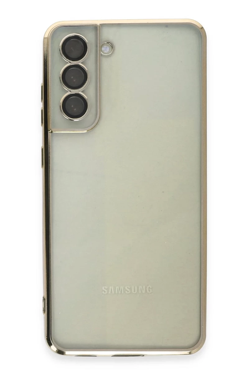 Samsung Galaxy S21 FE Uyumlu Kılıf Lensli Silikon - Gold