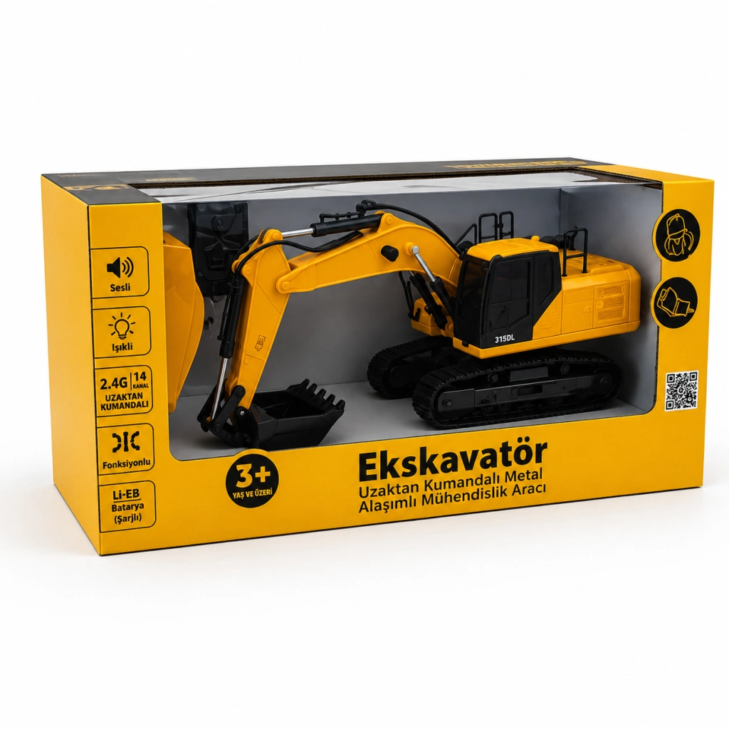 Lisanslı 2.4G Ekskavatör Oyuncak Araç