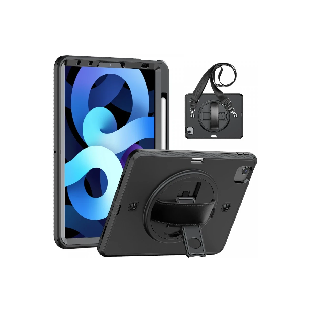 Apple iPad Pro 11 (2020) Kılıf Strap-C Otterbox Tablet Kapak - Siyah