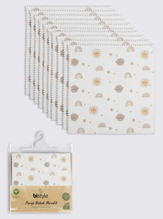 Penye Mendil 20x20 cm 10'lu Set Ekru Renk