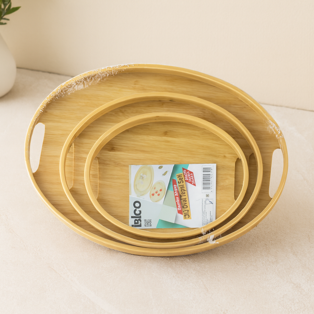 Bambu Ahşap Oval Tepsi 3 Boy