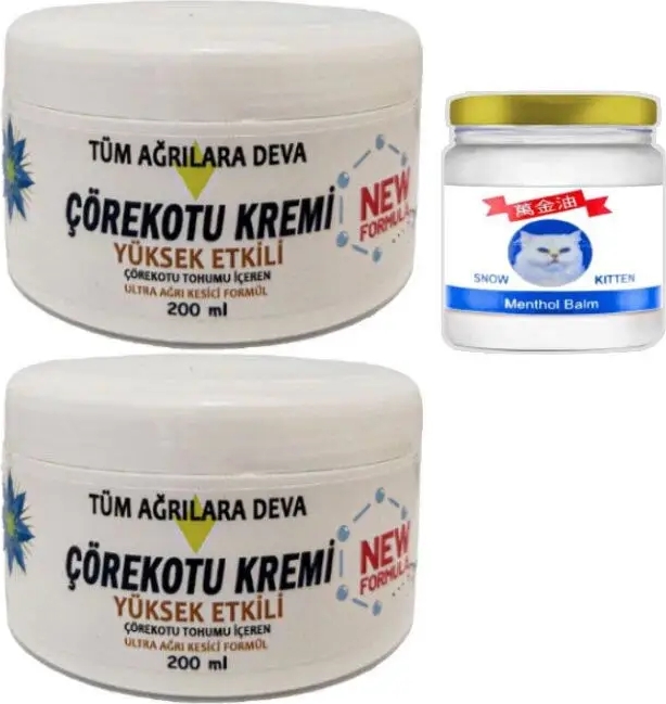 Süper Çörek Otu Kremi Xl Boy 2X200 Ml+Snow Kitten 50 ml Menthol Balm