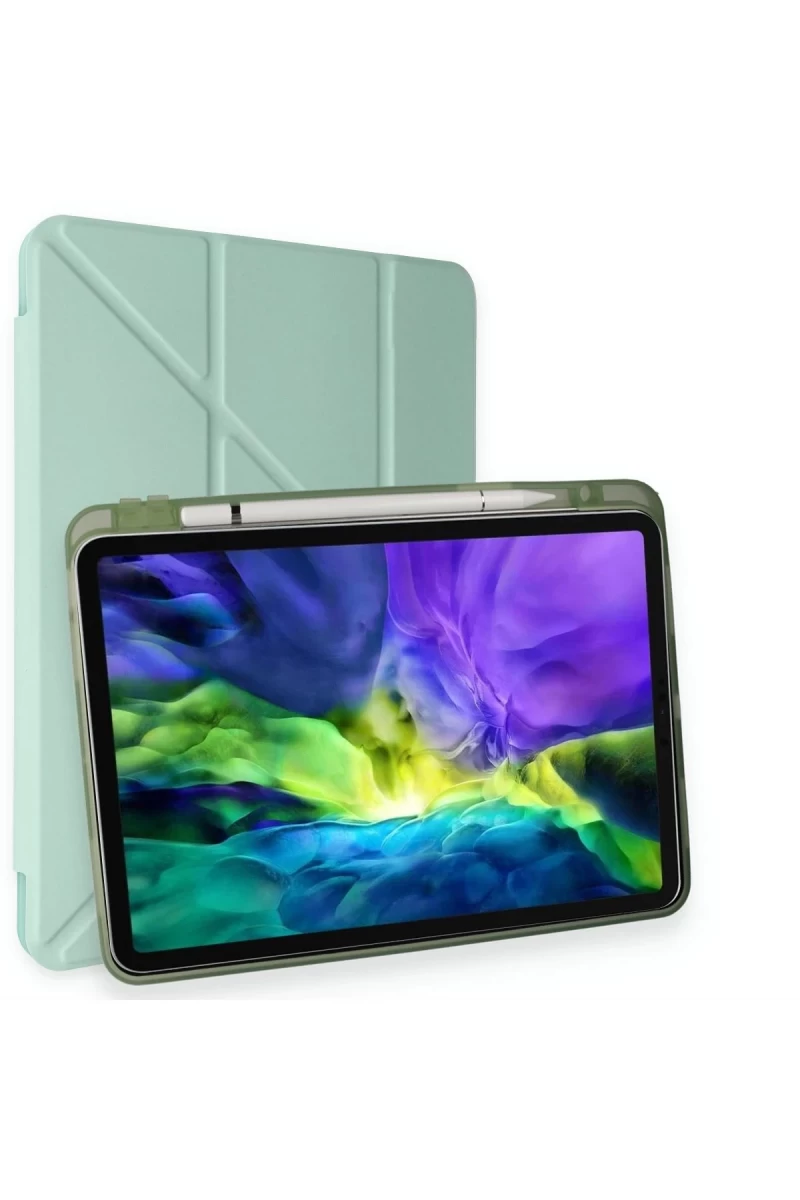 Apple iPad Air 4 10.9 Kılıf Kalemlikli Mars Tablet Kılıfı - Açık Yeşil