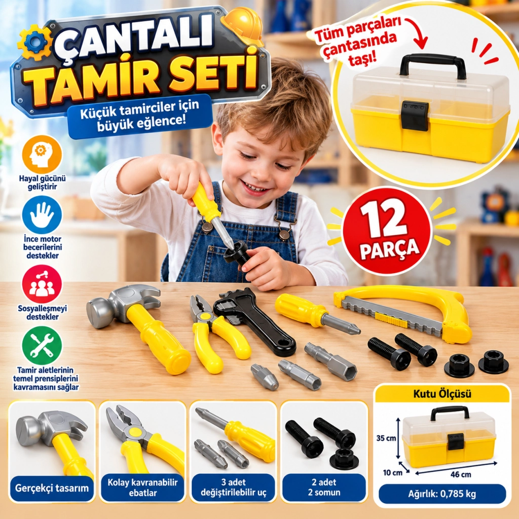 Tamir Seti 12 Parça Çantalı Pratik Aletler