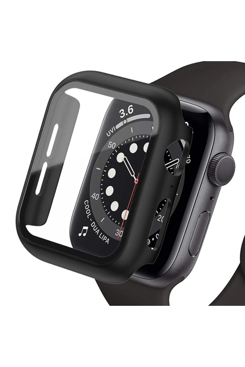 Apple Watch Ultra 49mm Uyumlu Camlı Kasa Ekran Koruyucu - Siyah