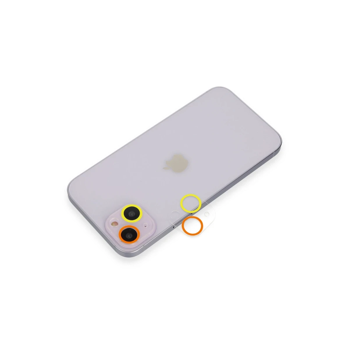 Apple iPhone 13 Renkli Kamera Lens Koruma Cam - Sarı-Turuncu