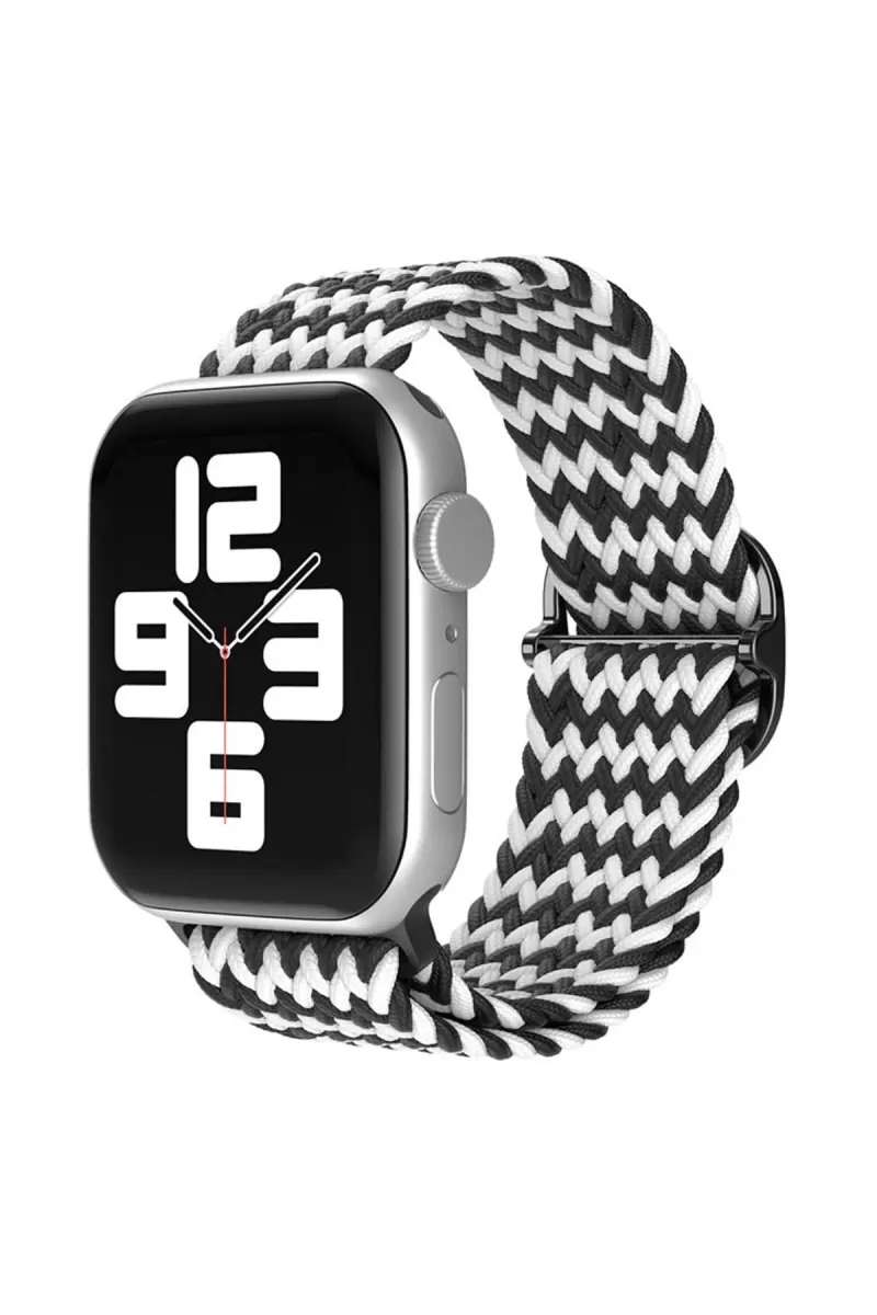 Apple Watch 42mm Uyumlu Star Kordon - Zigzag Siyah-Beyaz