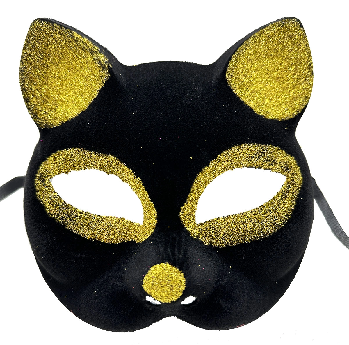 Eğlenceli Tasarımlı Gold Simli Kedi Maskesi 18x14 cm