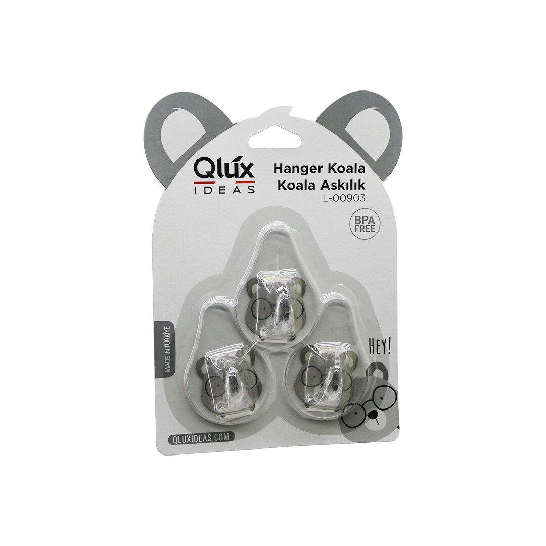 3PCS Koala Askı Şeffaf Askı Yapışkanlı Montaj