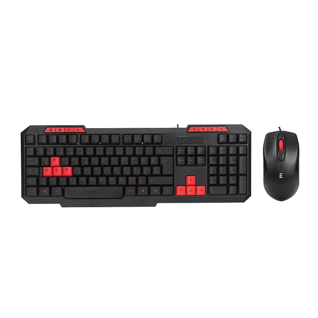 Kırmızı Tuşlu Q Klavye ve 1600 DPI Mouse Seti