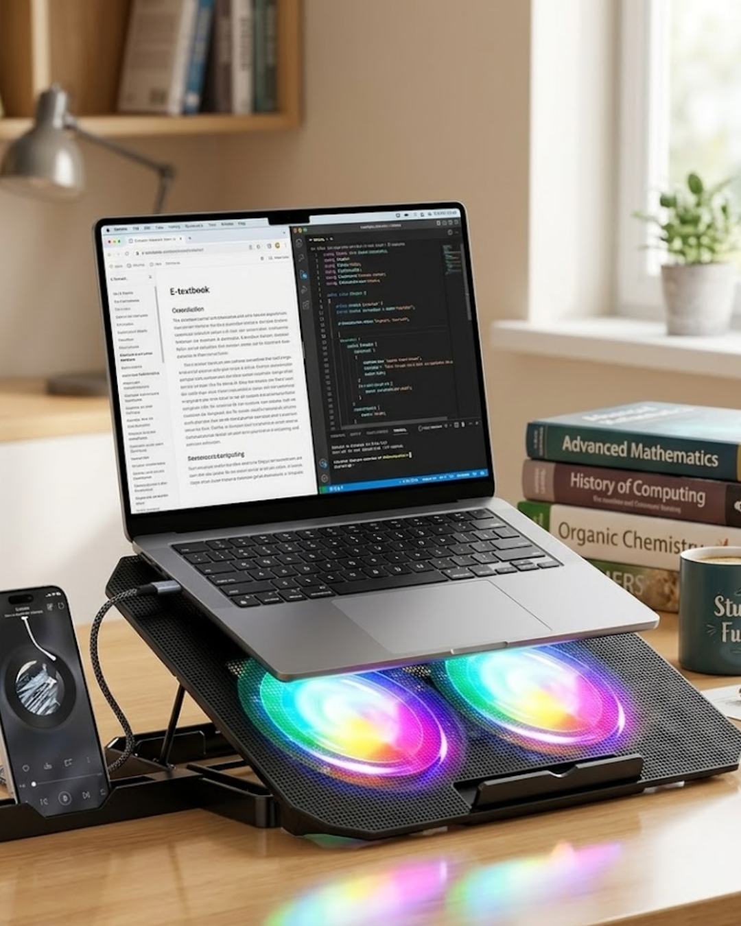 Notebook Soğutucu Stand RGB Aydınlatmalı İki Fanlı Laptop Altlığı