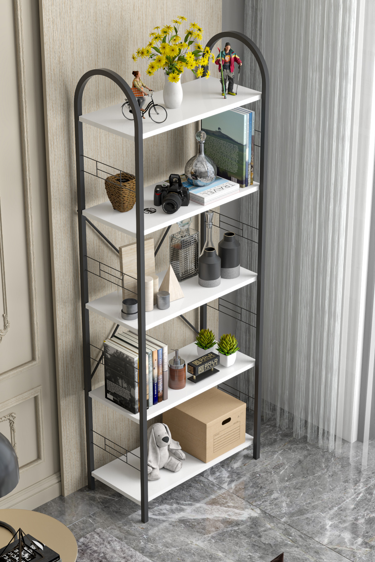 Metal Kitaplık Beyaz 180 cm