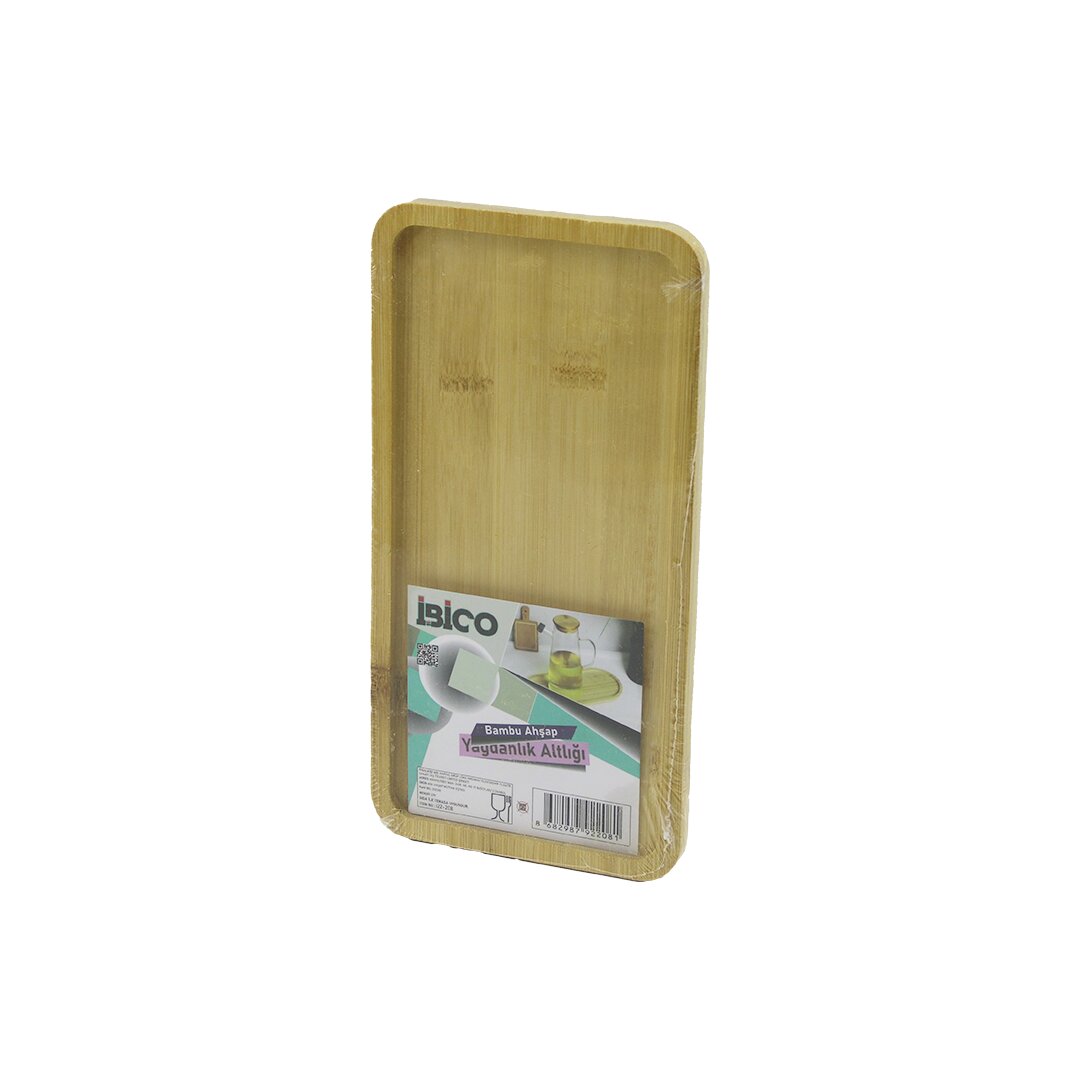 Dikdörtgen Ahşap Bambu Yağdanlık Altlık Mini Tepsi 12 X 23.4 X 0.8CM
