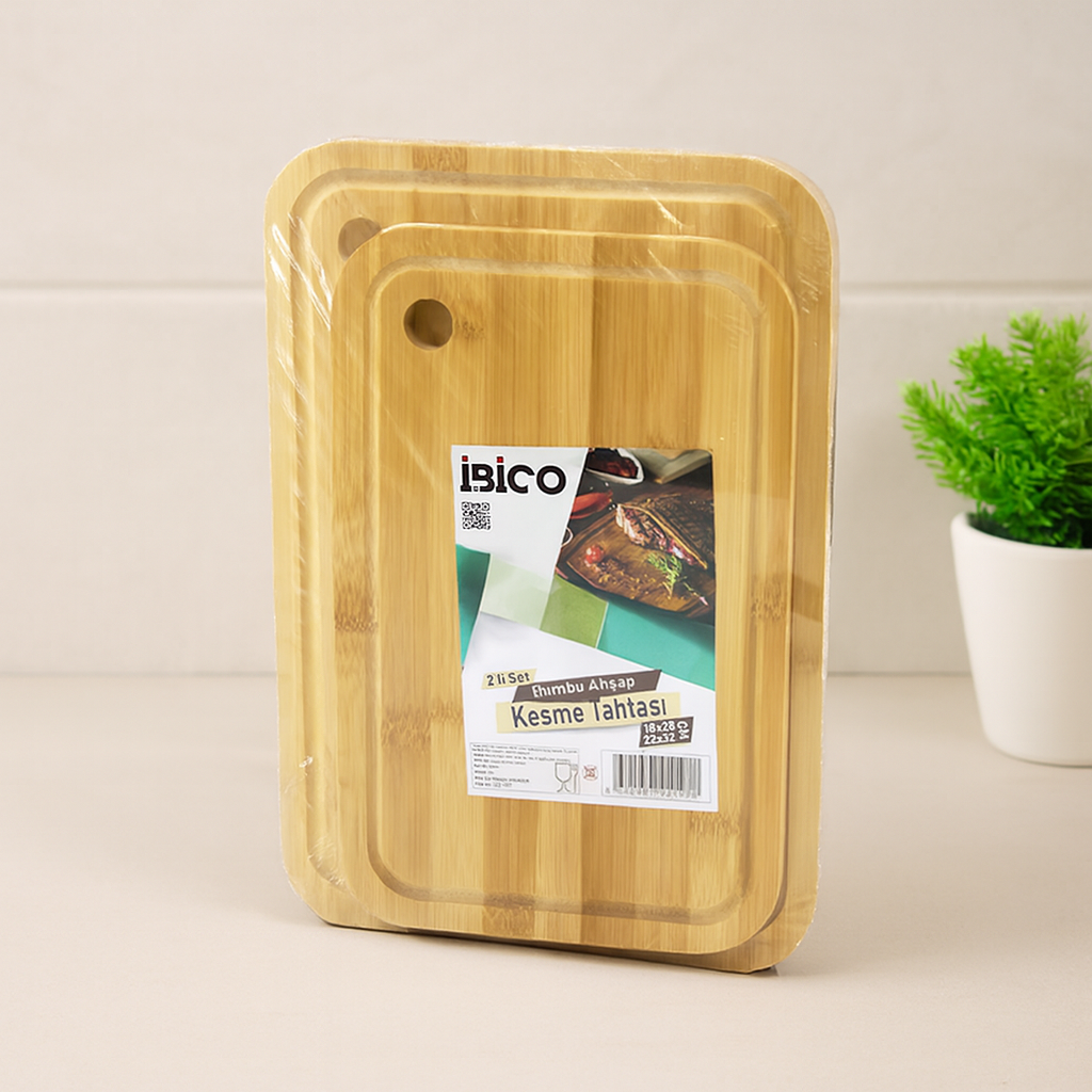 Bambu Kesme Tahtası 2'li Set - 18x28 & 22x32 cm