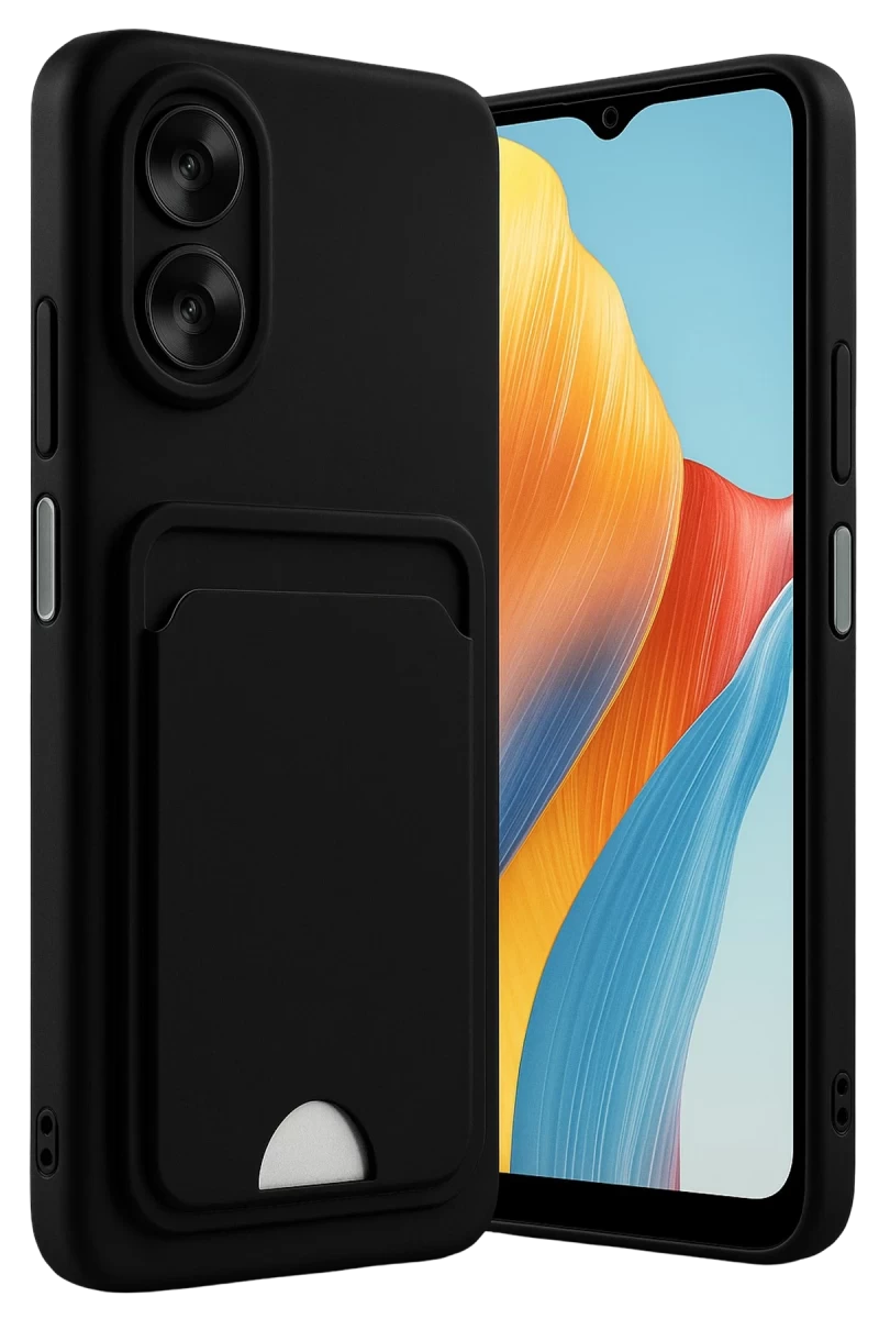 Oppo A38 Uyumlu Kılıf Kelvin Kartvizitli Silikon - Siyah