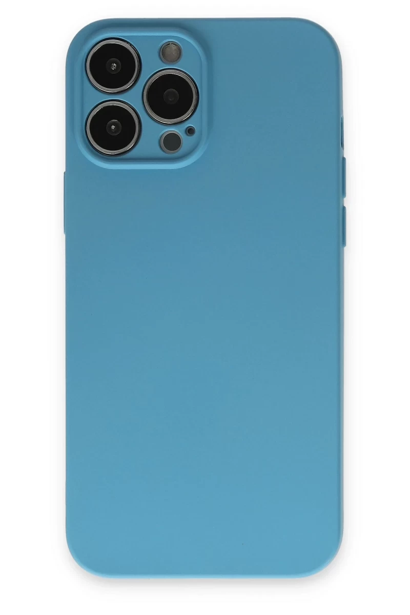Apple iPhone 13 Pro Max Uyumlu Kılıf Nano içi Kadife Silikon - Mavi